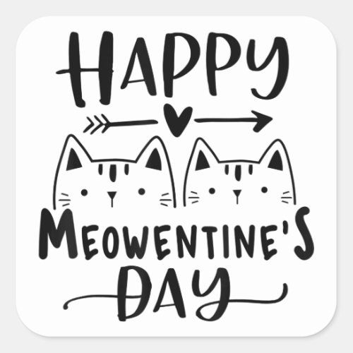 Happy Meowentines Day Funny Valentines Day Cat L Square Sticker