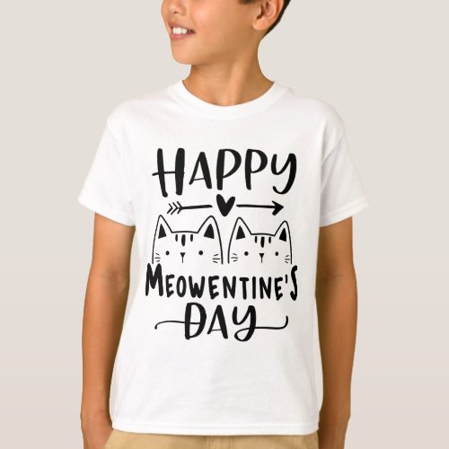 Happy Meowentines Day Funny Valentines Day Cat L T_Shirt