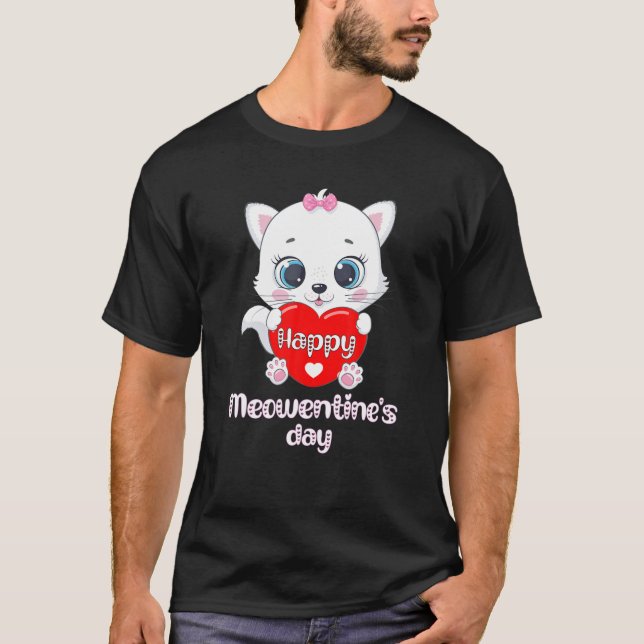 Happy Meowentines Heart Valentine's Day For Cat Ki T-Shirt (Front)
