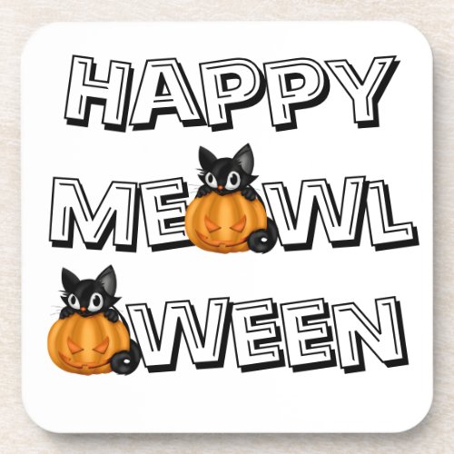 happy meowloween beverage coaster