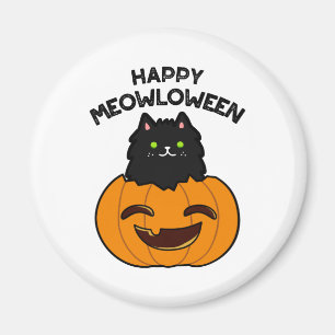 Happy Meowloween Funny Halloween Pun Magnet