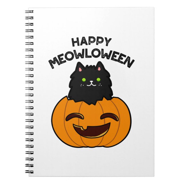 Happy Meowloween Funny Halloween Pun  Notebook (Front)
