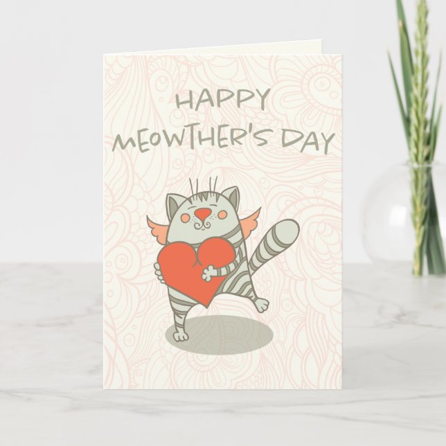 Happy Meowther's Day Cat Mom Mother's Day Card (Front)