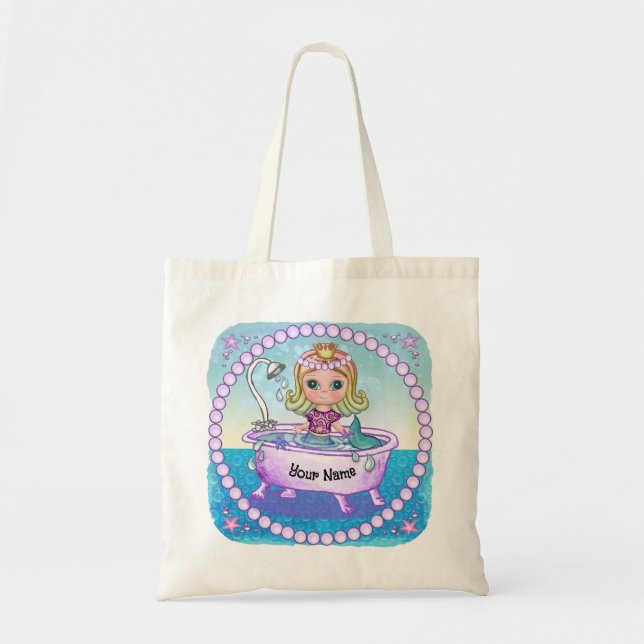 Happy Mermaid Bath  Tote Bag (Front)