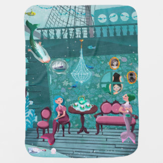 Happy mermaids at the Octopus's tea party Swaddle Blanket