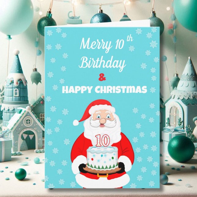 Happy Merry 10th Birthday Christmas Santa  Card (Creator Uploaded)