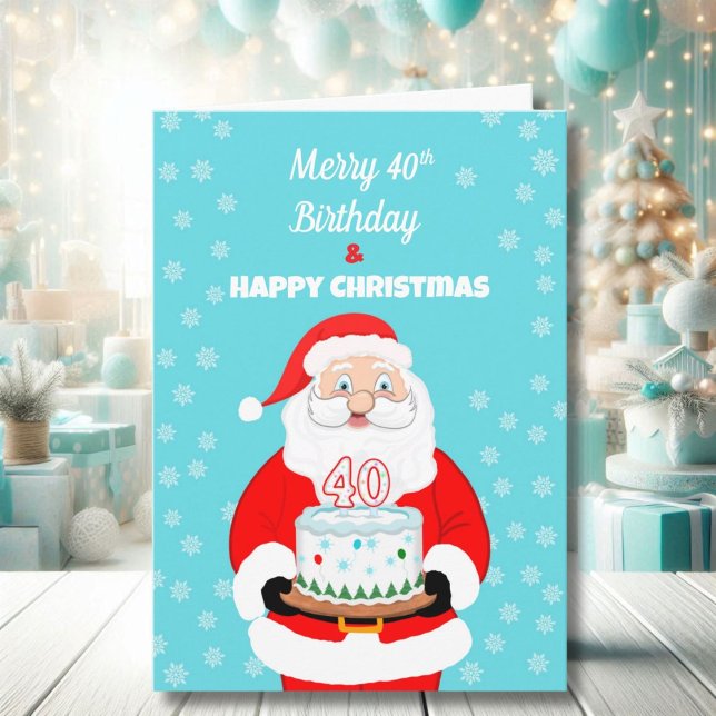 Happy Merry 40th Birthday Christmas Santa  Card (Creator Uploaded)