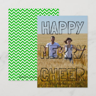 Happy Merry Cheer Black Block - 3x5 Christmas Card