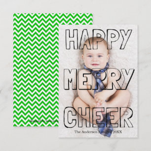 Happy Merry Cheer Black Block - 3x5 Christmas Card