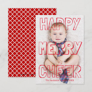 Happy Merry Cheer Red Block - 3x5 Christmas Card