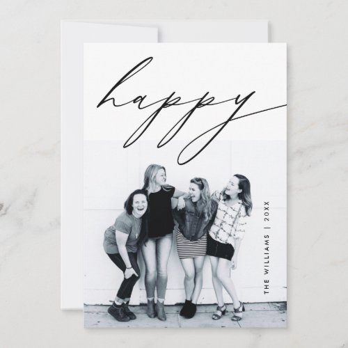 Happy Merry Christmas Family Photo Layover Holiday Card