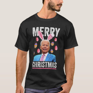 Happy Merry Christmas Funny Biden Confused for Eas T-Shirt
