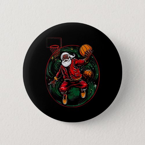 Happy Merry Christmas Santa Basketball  Button