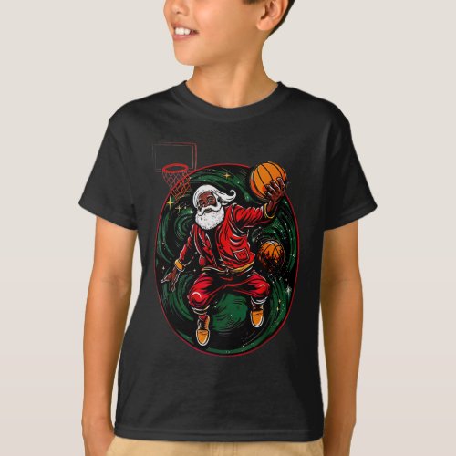 Happy Merry Christmas Santa Basketball  T_Shirt