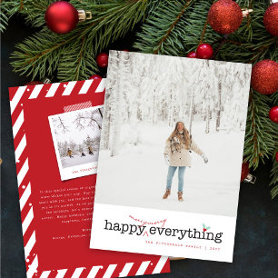 Happy Merry Everything Typewriter Text Plain Photo Holiday Card