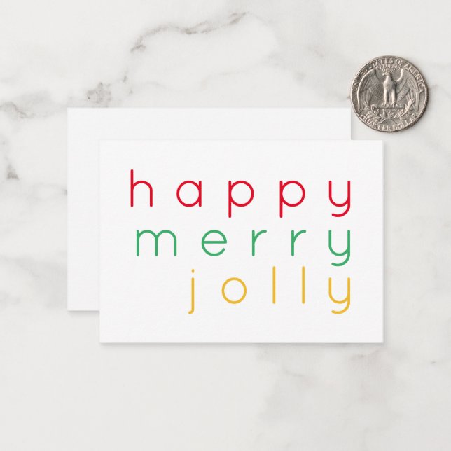 HAPPY MERRY JOLLY 3.5x2.5 Flat Note Card (Front/Back In Situ)