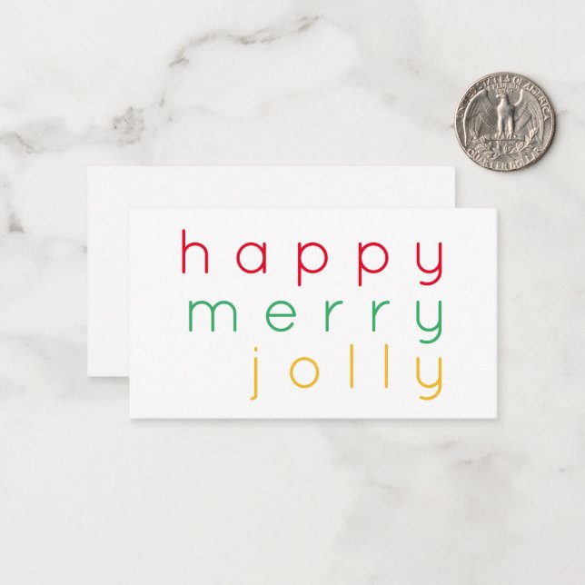 HAPPY MERRY JOLLY 3.5x2 Flat Card  (Front/Back In Situ)