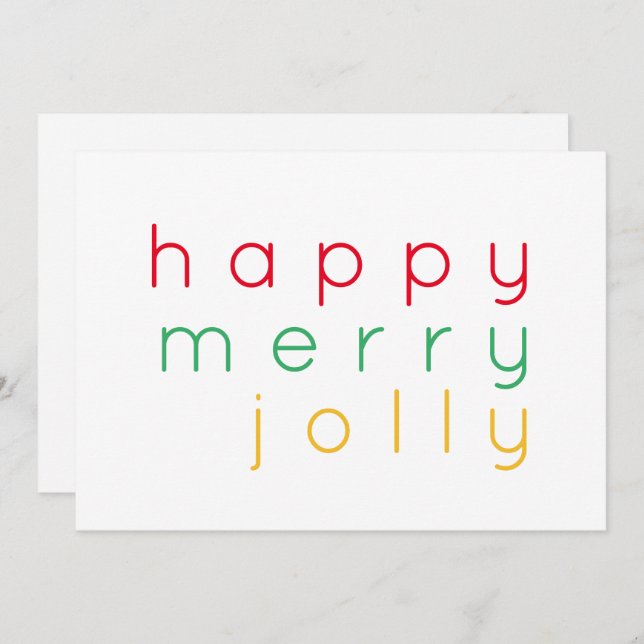 HAPPY MERRY JOLLY 5x7 Flat Card  (Front/Back)