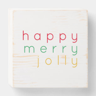 HAPPY MERRY JOLLY 6x6 Wood Box Sign