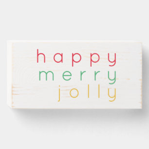 HAPPY MERRY JOLLY 8x4 Wood Box Sign