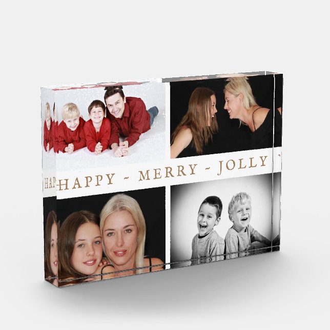 Happy Merry Jolly Family 4 Photo Collage Block (Left)