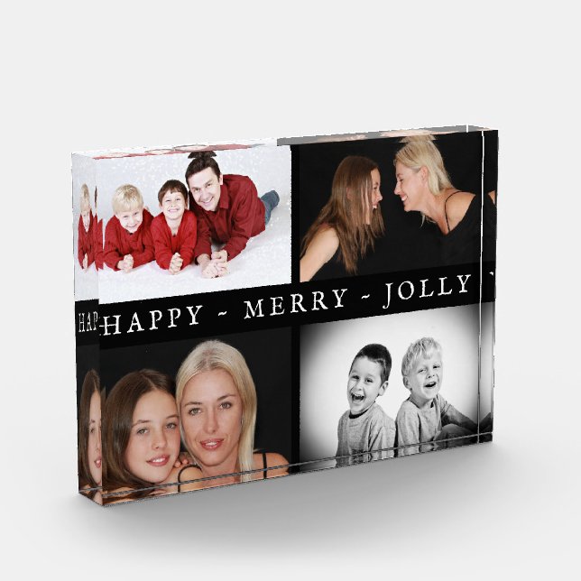 Happy Merry Jolly Photo Collage Holiday Block (Left)