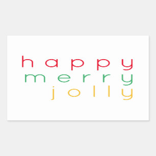HAPPY MERRY JOLLY Rectangle Stickers