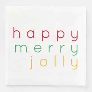 HAPPY MERRY JOLLY Standard Dinner Paper Napkins