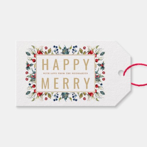 Happy Merry Personalized Holiday Gift Tags