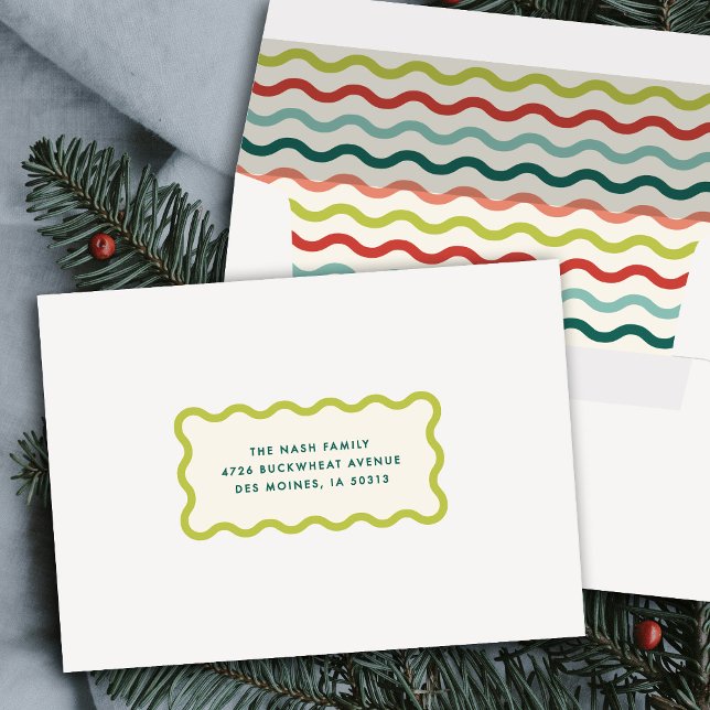 Happy Merry Wavy Self-Addressed Christmas Envelope (Creator Uploaded)