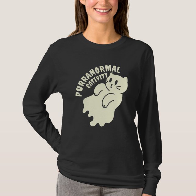 Happy Mew O Ween  Black Cat  For Halloween T-Shirt (Front)