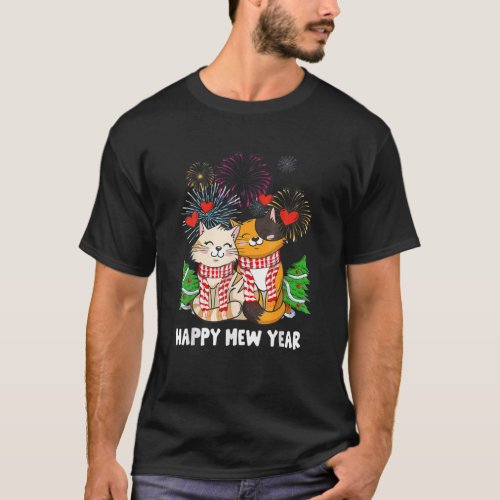 Happy Mew Year 2022 Funny Cat New Years Eve Party T_Shirt