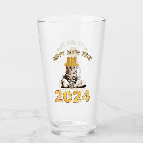 Happy Mew Year 2024 Glass