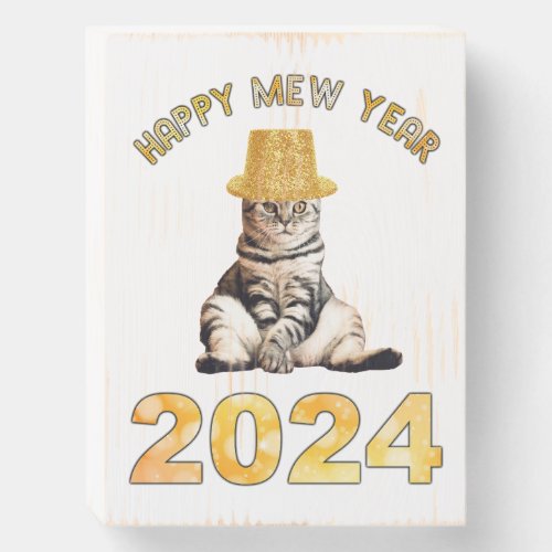 Happy Mew Year 2024 Wooden Box Sign