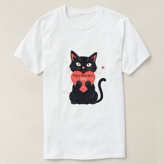 Happy mew year 2025 funny cat new yera T-Shirt (Design Front)