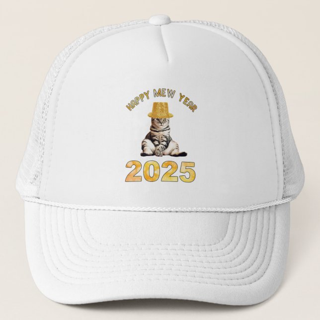 Happy Mew Year 2025 Trucker Hat (Front)
