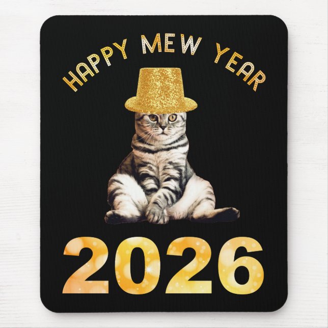 Happy Mew Year 2026 Mouse Pad (Front)