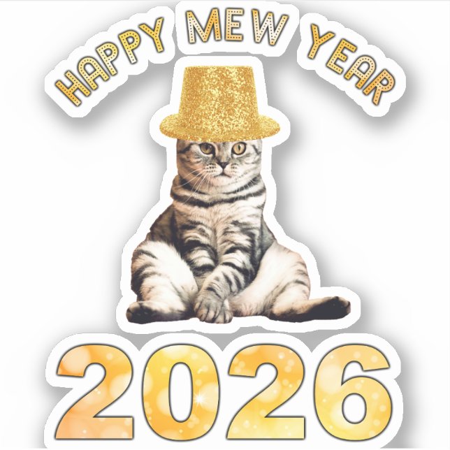 Happy Mew Year 2026 Sticker (Front)