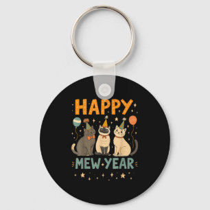Happy Mew Year Cat Party Keychain