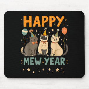 Happy Mew Year Cat Party Mouse Pad