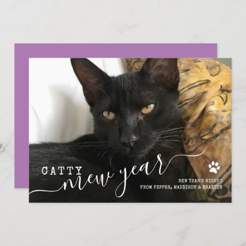 Happy Mew Year Cat Photo New Years Holiday Card