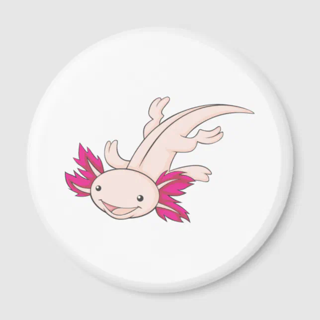 Set of 6 Axolotl Fridge Magnets or Axolotl Pin Pinback Buttons