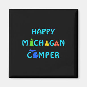 Happy Michigan Camper For Summer Vacation Outdoors Magnet