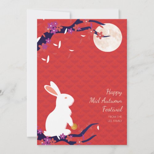 Happy Mid Autumn Festival Rabbit Moon Flat Card