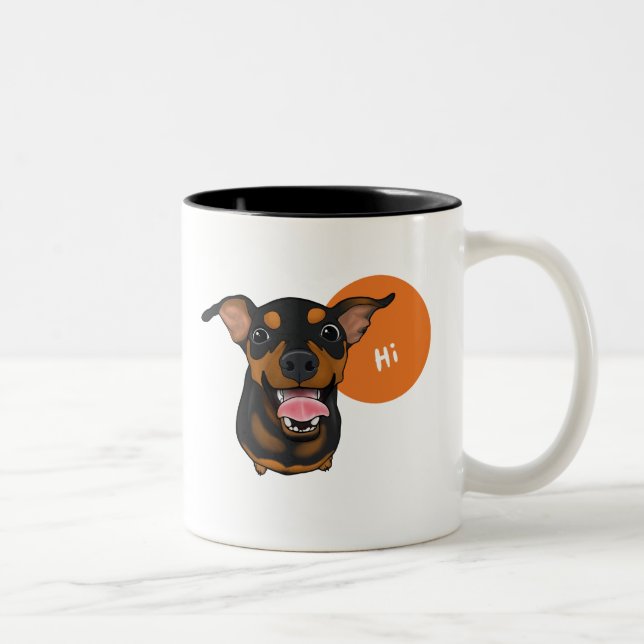 Happy Min Pin Miniature Pinscher Dog Coffee Mug (Right)