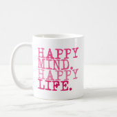 Happy Mind. Happy Life. Fun inspirational quote Coffee Mug (Left)