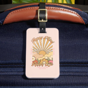 Happy Mind Happy Life Hippy Groovy Vibes Luggage Tag