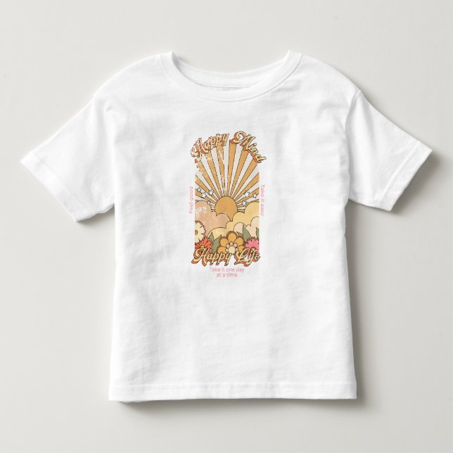 Happy Mind Happy Life Hippy Groovy Vibes Toddler T-shirt (Front)