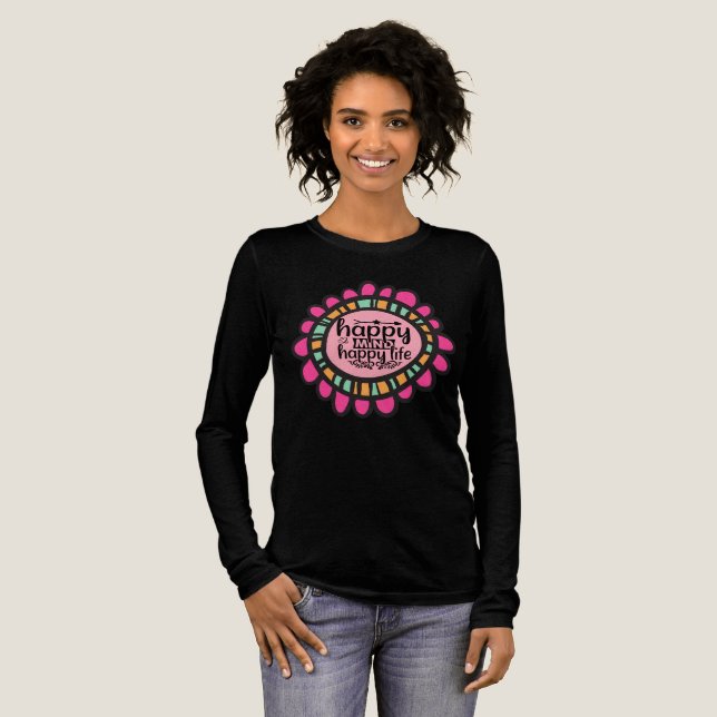 Happy Mind Happy Life Motivational Graphic design Tri-Blend Shirt (Full Front)