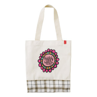 Happy Mind Happy Life Motivational Graphic design Zazzle HEART Tote Bag